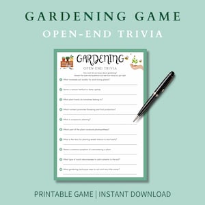 Gartenarbeit Open-End Quiz Spiel | Gartenspiel für Kinder & Erwachsene | Landwirtschaft, Quiz Spiele | Bauernhofspiele | Dekorative druckbare Geschenke