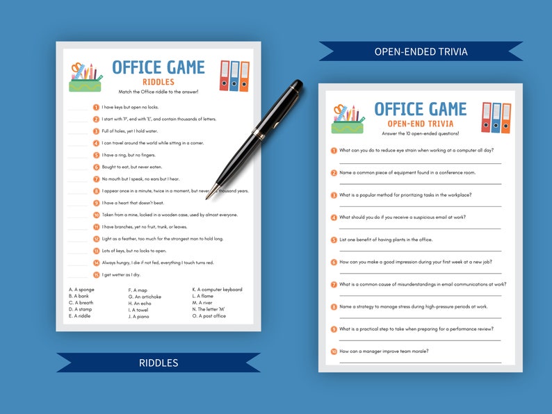 Office Team Building Games Bundle: 10 Printable Work Trivia (PDF) - Etsy