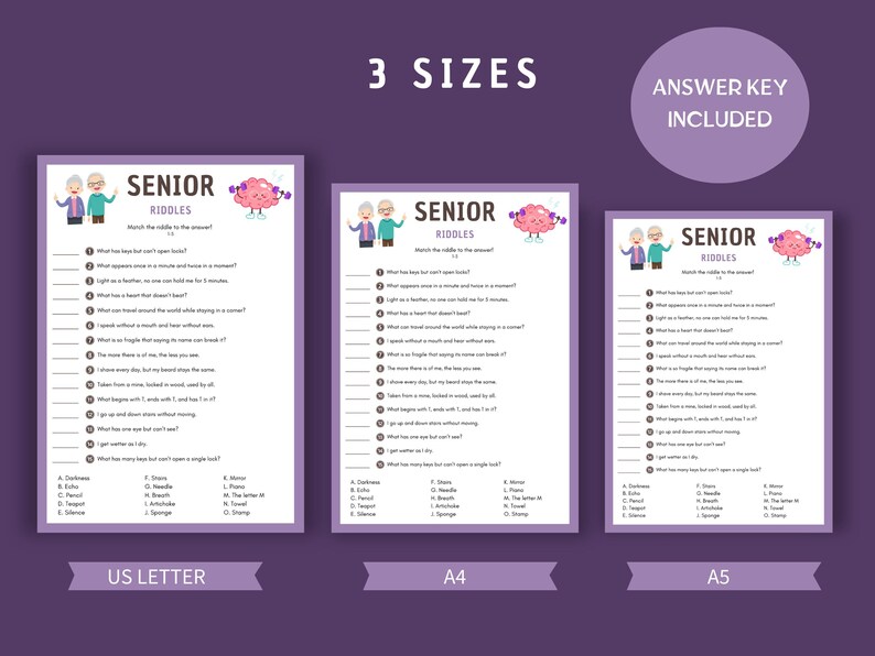 Senior Mega Riddles Game, 75 Printable Riddles for Seniors, Family Game ...