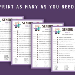 Senior Riddles Game for Elderly Instant Download Printable Brain ...