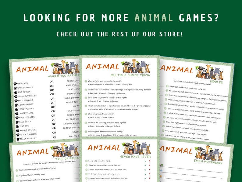 True Or False Riddle Animal True or False Game: Printable Family Trivia (instant Download ...