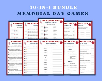 Memorial Day Games-bundel: patriottische gezinsactiviteiten (afdrukbaar)