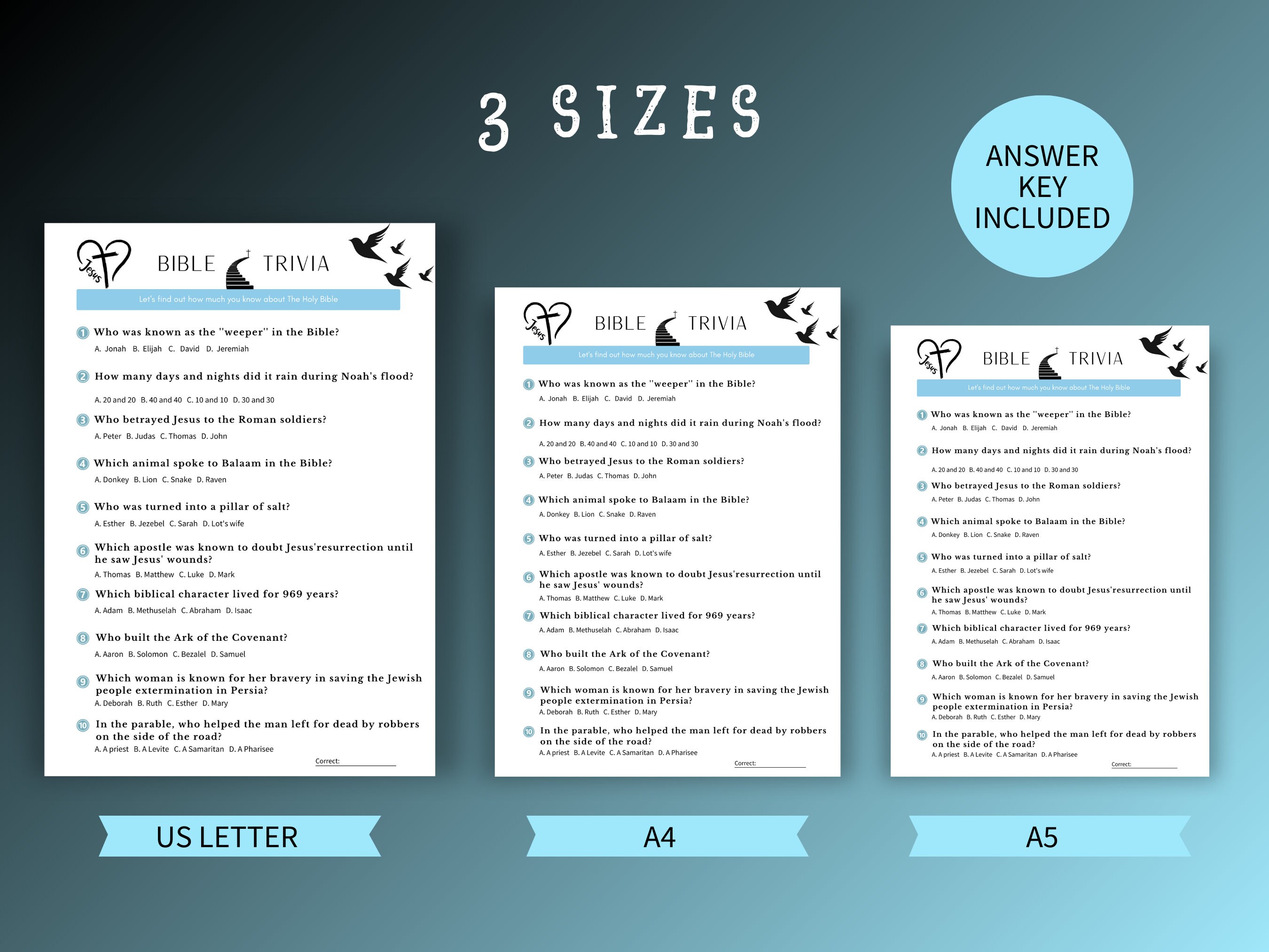Printable Bible Trivia Christian Multiple Choice (Instant Download) - Etsy