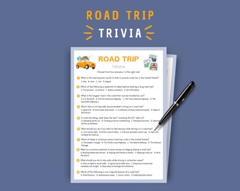 Road Trip Multiple Choice Trivia Game | Instant Download | Fun Printable Family Car Game | Interactive Travel Quiz | Perfect Road Trip Gift