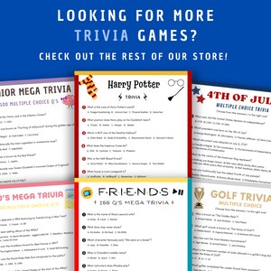Printable American History Trivia Game | 50 Multiple Choice Questions ...