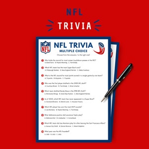 American Football Trivia Game: 10 NFL Multiple Choice Questions (Printable)