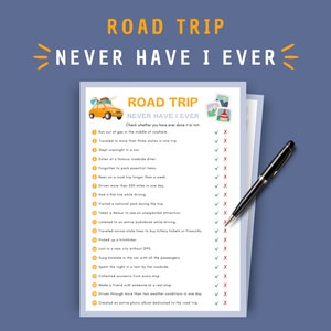 Road Trip Never Have I Ever Game: Printable Family Travel (Digital Download)