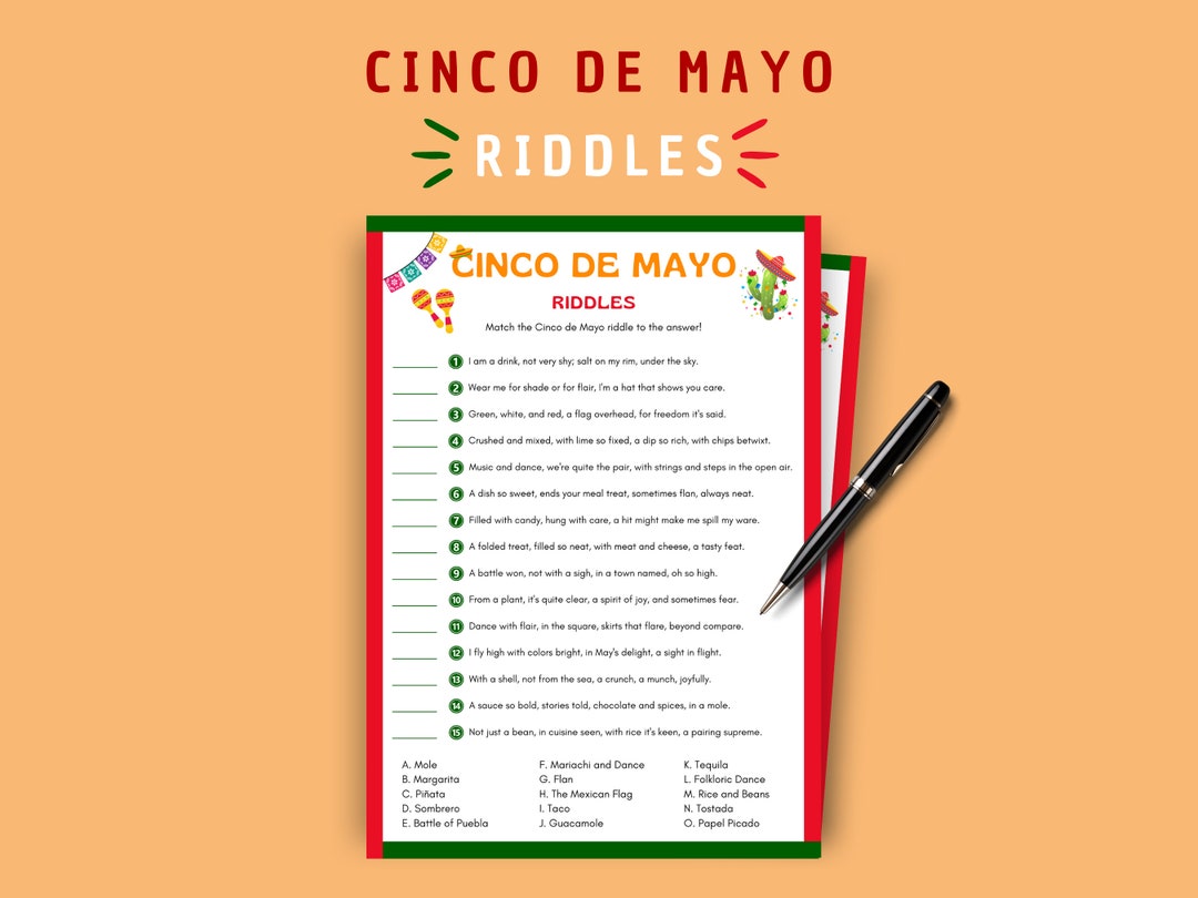 Cinco De Mayo Riddles Game, Printable Trivia for Kids and Adults ...