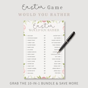 Printable Easter Would You Rather Game: Family Fun (Digital Download)
