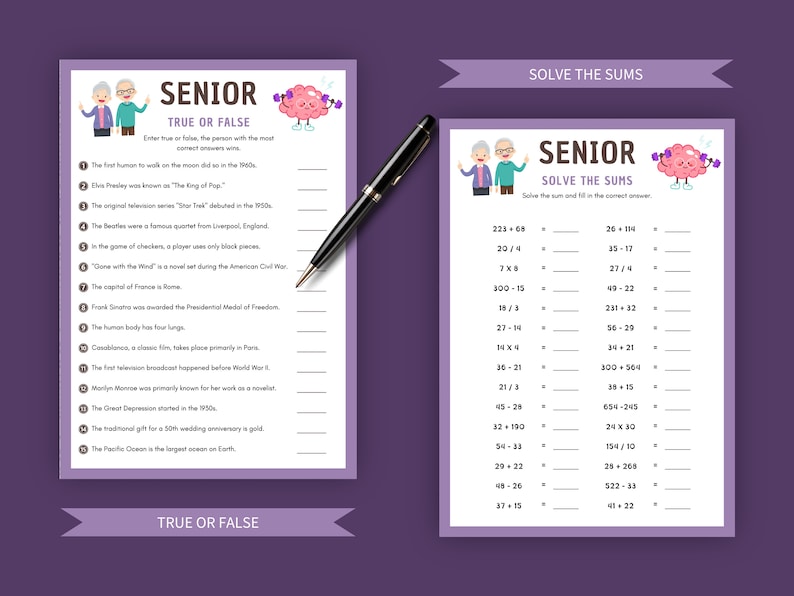 Printable Senior 10-in-1 Games Bundle, Trivia Games for Seniors ...