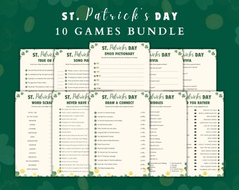 Paquete de juegos del Día de San Patricio: Trivialidades para fiestas familiares (PDF imprimible)