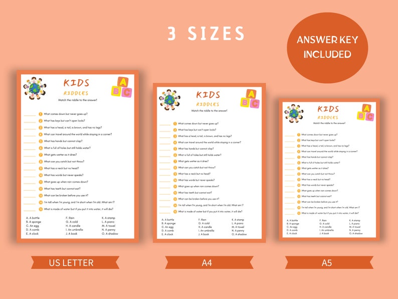 Kids Riddles Game | Printable Brain Training for Children | Educational ...