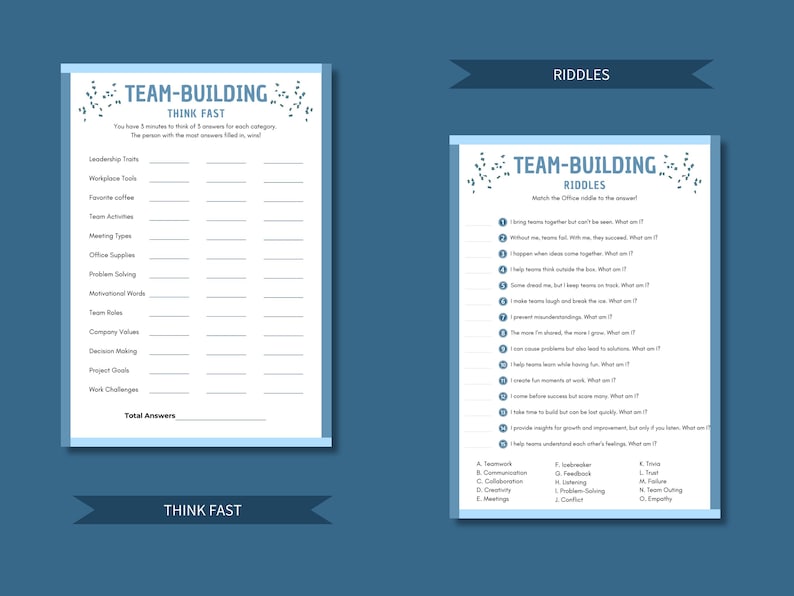 Team Building Riddles To Solve Team-building Games Bundle: 10 Printable Office Activities (instant ...