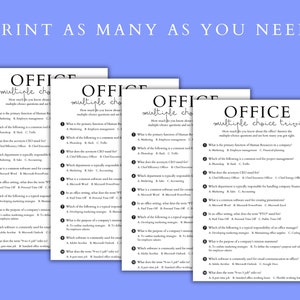 Printable Multiple Choice Trivia Office Party Game | Fun Co-worker Game ...