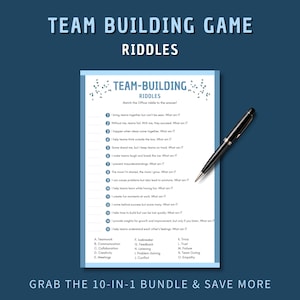 Team Building Riddles Printable Game, Office Icebreaker for Adults, PDF Team Activity, Digital Party Game, Instant Download, Fun Work Trivia