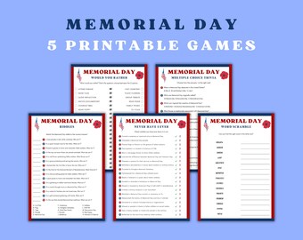 Memorial Day Games Bundle: Printable Party Activities (Digital Download)