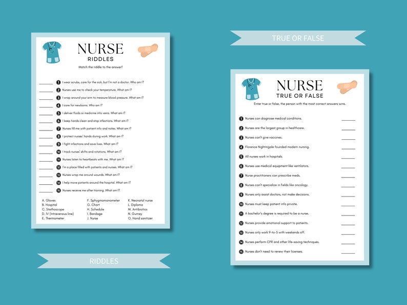 Nurse Games Bundle: 10 Printable Party Games (digital Download) - Etsy