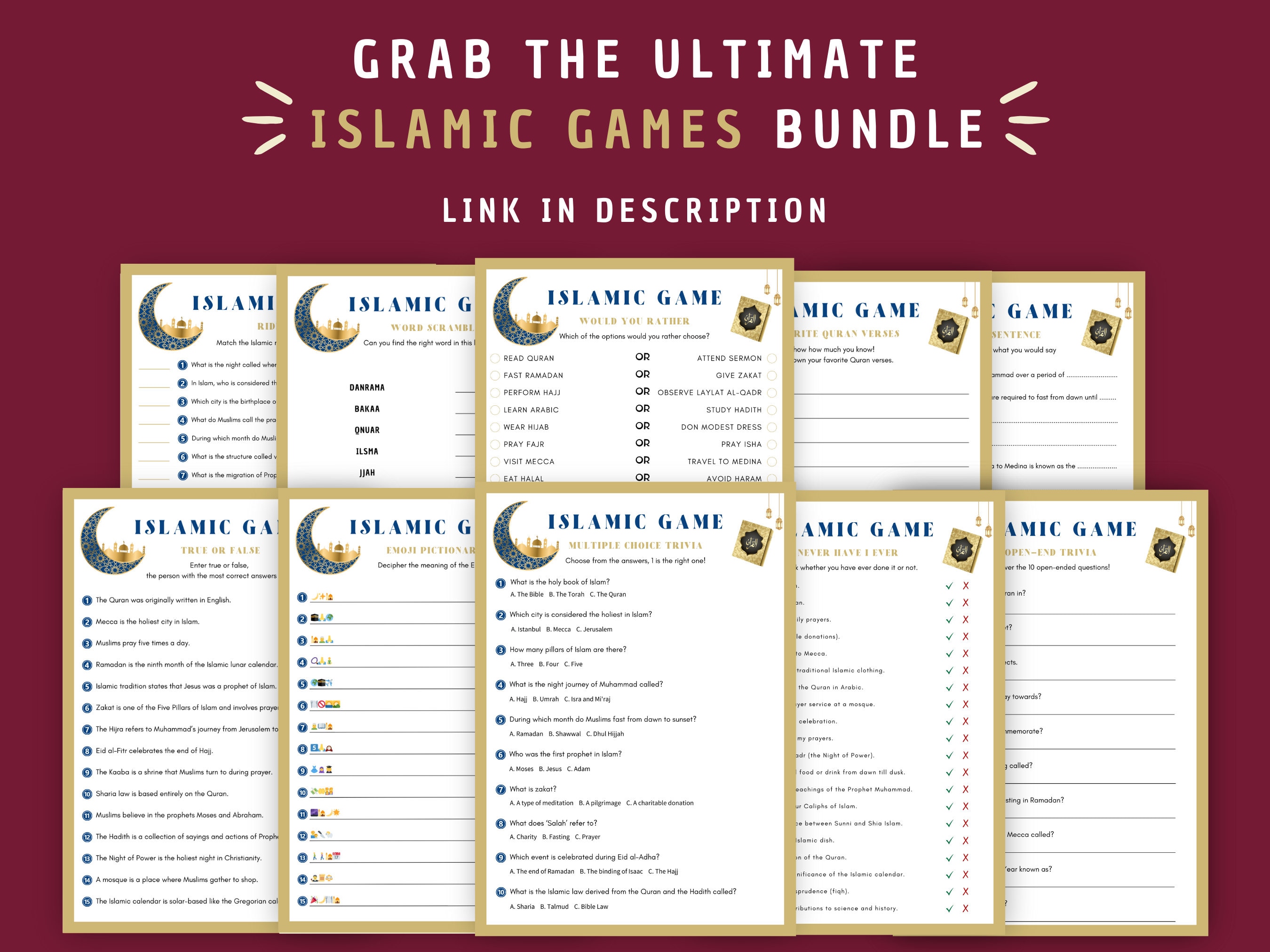Islamic Emoji Pictionary Game, Digital Download, Printable Muslim ...