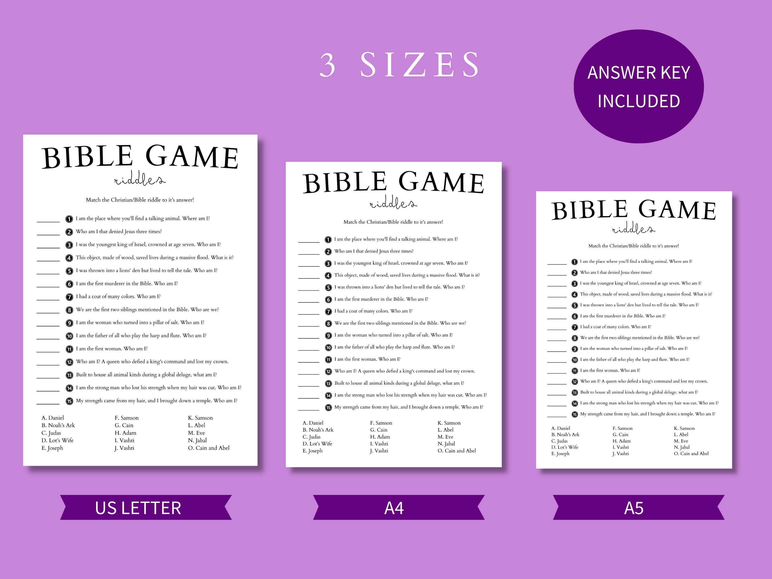Bible Riddles Game: Christian Family Trivia (digital Download) - Etsy