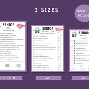 Printable Senior Games Bundle, Trivia, Song Match, Riddles (digital ...