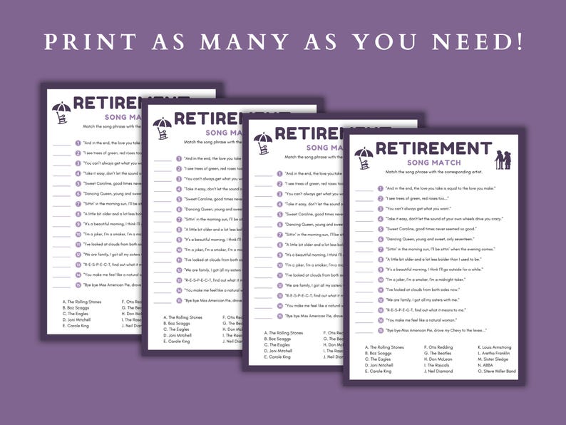 Retirement Party Games: Printable Bundle (digital Download) - Etsy