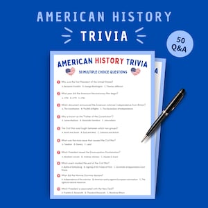 American History Trivia Game: 50 Multiple Choice Questions (Printable Gift)