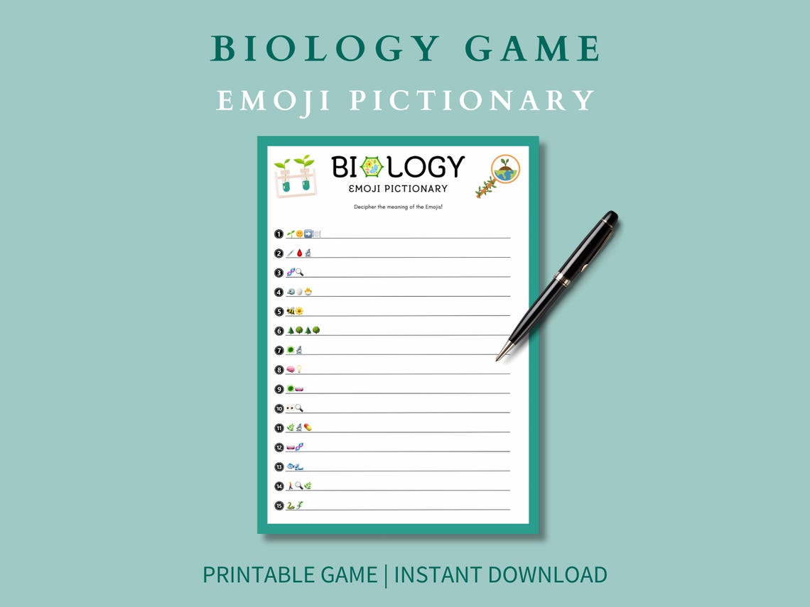 Printable Biology Emoji Pictionary Game | Digital Download | Fun ...