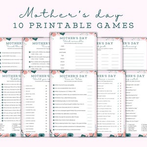 Pacchetto di giochi per la festa della mamma, 10 giochi di famiglia stampabili per la mamma, quiz, giochi di parole, indovinelli, giochi di società in PDF, download immediato, attività divertenti