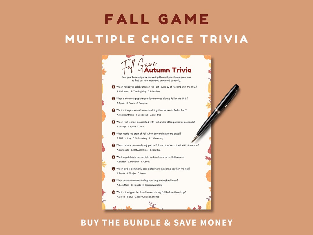 Fall Trivia Game: Fun Autumn Party Activity (printable) - Etsy