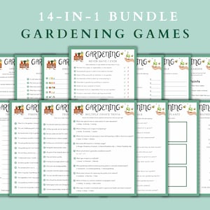 Gartenarbeit 14-in-1-Spiele-Bundle, Gartenspiele für Kinder und Erwachsene, Landwirtschafts-Trivia-Spiele, druckbare Bauernhofspiele PDF, Kinderlernspiel