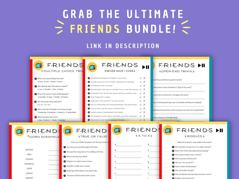 Tv Stand Riddles Friends TV Series Riddles Game: Printable Sitcom Quiz (instant Download ...