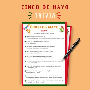 Cinco de Mayo Trivia Game, Multiple Choice Quiz Printable, Instant Download PDF, Fiesta Party Game for Kids and Adults, Educational Activity