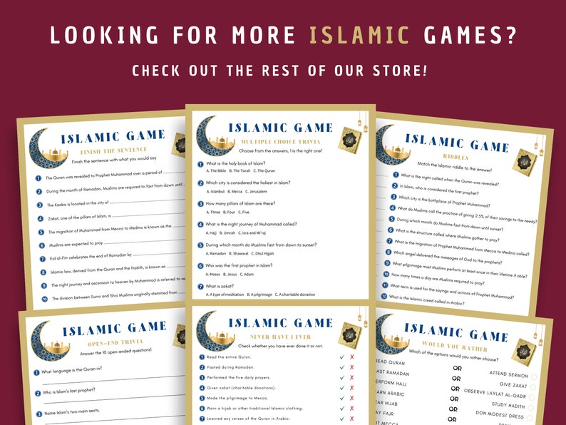 Islamic Riddles Game | Digital Download | Printable Muslims Trivia ...