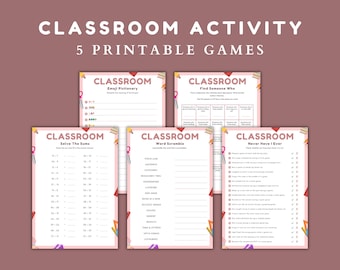 Lot de jeux pour la classe : 5 activités éducatives imprimables (PDF)