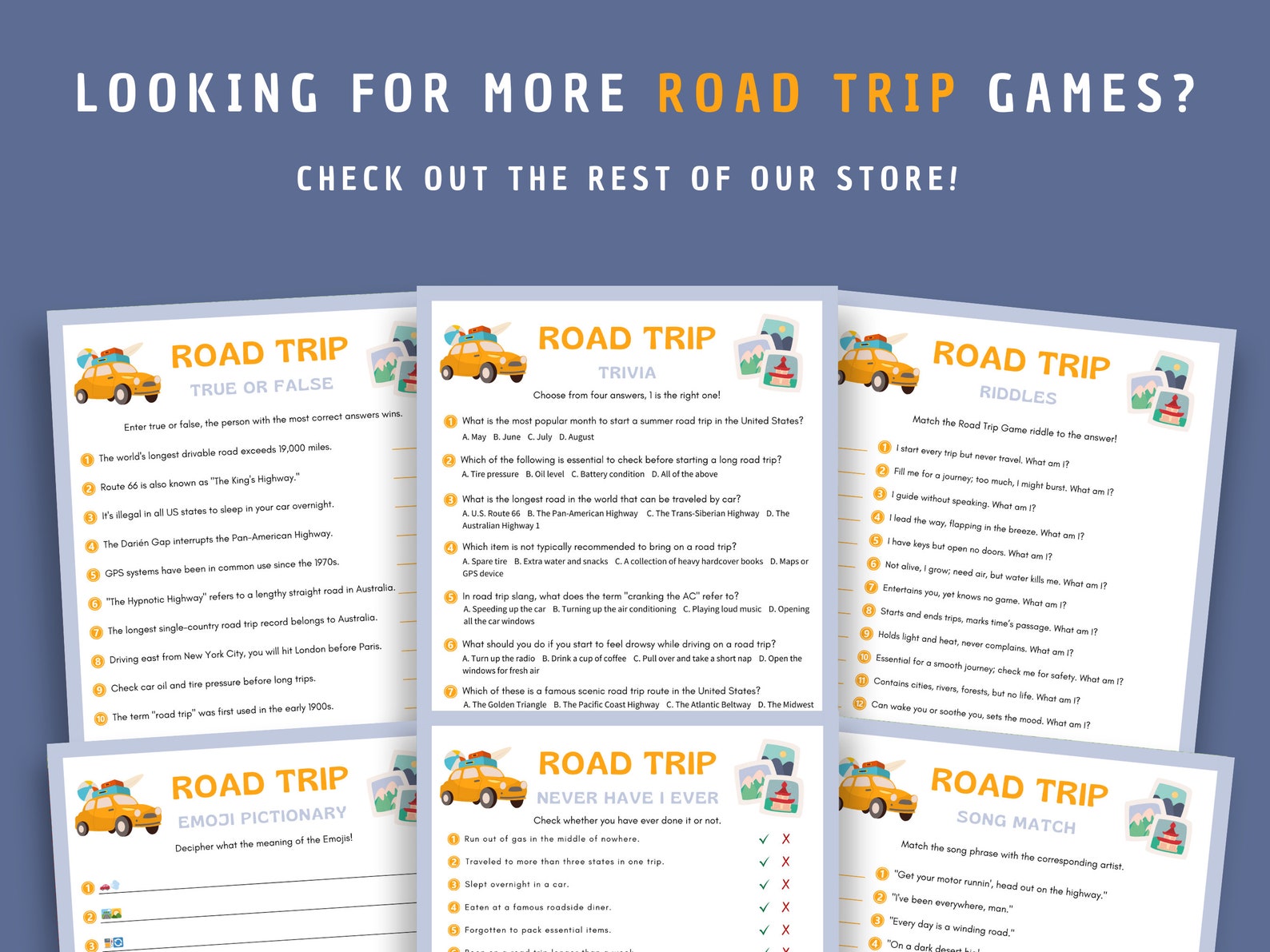 Road Trip Emoji Pictionary | Instant Download | Road Trip Game ...