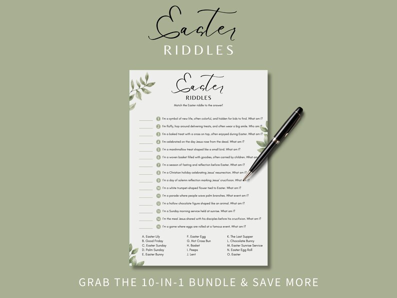 Easter Riddles Game: Printable Spring Activity (instant Download) - Etsy