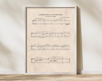 Laurie y Jo en la colina / Decoración de pared de Mujercitas / Arte de Louisa May Alcott / Mujercitas (2019) / Póster vintage con cita / Impresión de partitura