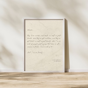 Jo's Monologue | Little Women Wall Decor | Louisa May Alcott Art | Little Women (2019) | Vintage Quote Poster