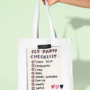Swingers party naughty tote bag
