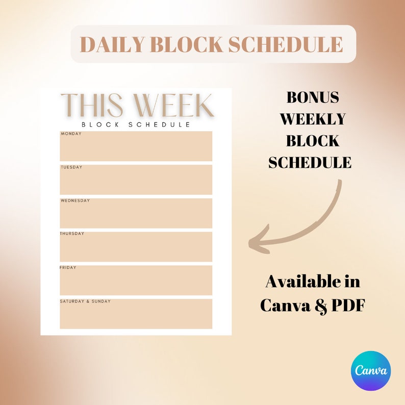 Week Blocks Monday Daily Block Schedule Template Neautral, Daily Task Schedule, Daily ...