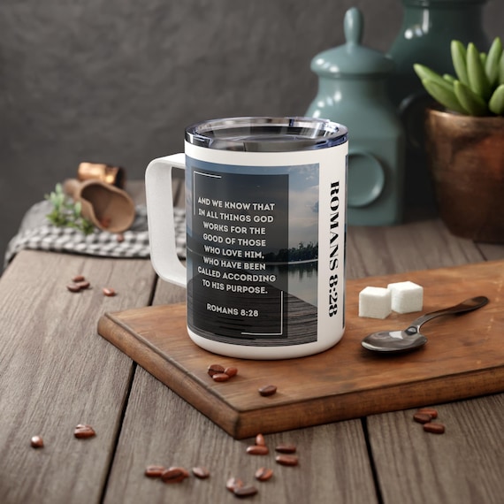 Custom Romans 8:28 Insulated Coffee Mug - Christian Gift