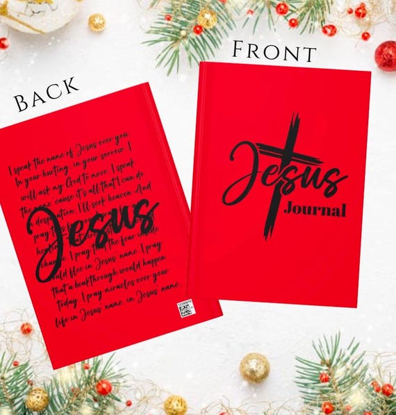 Red Jesus Cross Hardcover Journal Matte, I Speak the Name of Jesus, Christian Faith Gift, Church Christmas Gift, Men and Woman of Faith