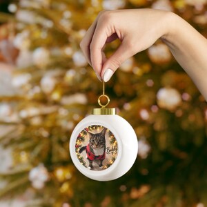 Custom Pet Photo Christmas Ornament, AI Pizzazz Design, Personalized Cat or Dog Gift, Ceramic Keepsake image 7