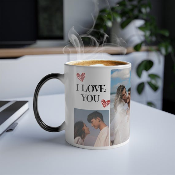 Color Morphing Mug - Personalized Heat Sensitive Cup, Unique Valentines Gift Coffee Mug, Magic Mug - Custom Photo V-Day Present