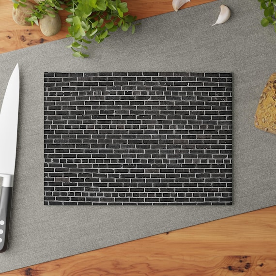 Black Brick Glass Cutting Board - Kitchen Decor, Housewarming Gift, Wedding Gift, Gift for Cooks, Modern Decor, Home Warming Gift, Sleek