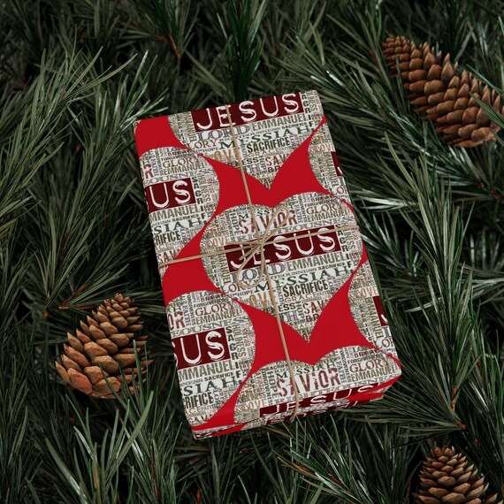 Red Jesus Heart Love Roll Wrapping Paper: Bible-Themed Gift Wrap, Faith-Based Gift Wrap, Religious Gift Wrap For Christmas an All Occasions