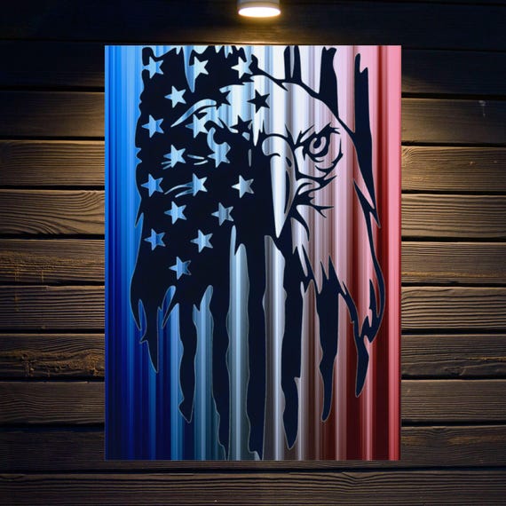 Rolled Poster, USA Patriotic Colors Red White and Blue Eagle Flag Wall Art, Man Cave Gift for Patriotic Americans, Teens, Home Decor, USA