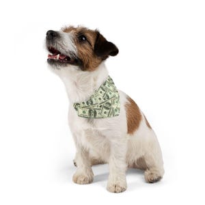 Money Dollar Sign Cash Dollar Bill Dog Bandana Handmade - View #5