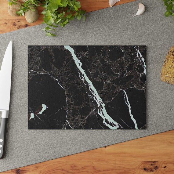 Glass Cutting Board, Black and White Marable Pattern Design, Home Warming Gift, Wedding Gift, Gift for Her, Kitchen Decor, Housewarming