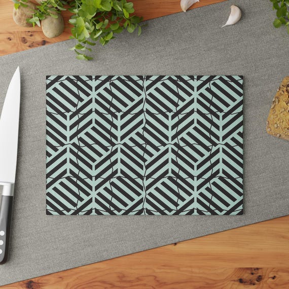 Black and White Abstract Glass Cutting Board, Modern Pattern Design, Home Warming Kitchen Decor, Wedding Gift for Her, Housewarming Present,